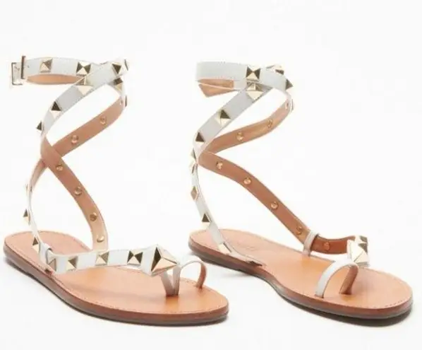 Schutz Courtney Studed Wrap Sandal White Gold Size 6B