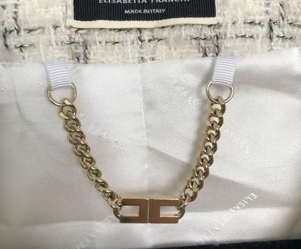 Elisabetta Franchi GIACCA Cream and Metallic Tweed Jacket Size 40 / US 4 Gold