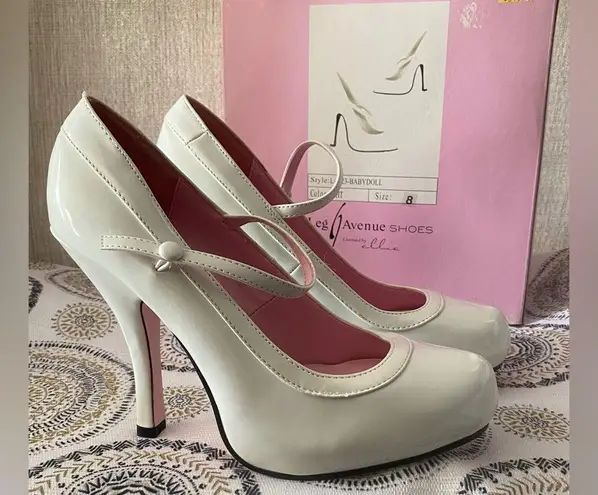 Leg Avenue Shoes By Ellie White Baby Doll Heels Size 8 New With Box