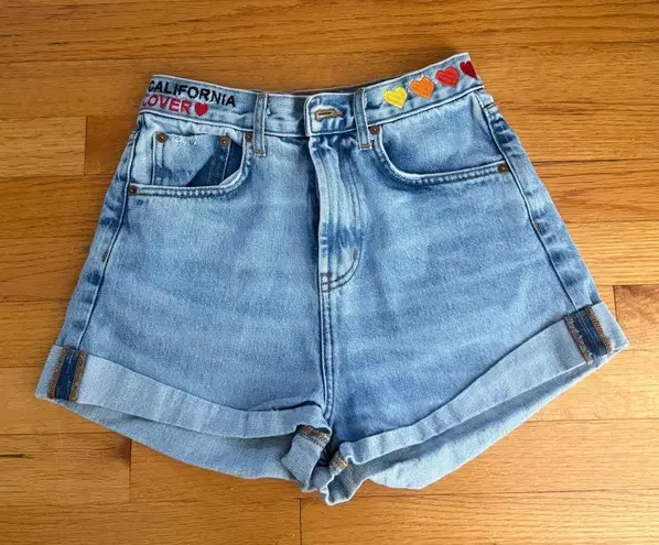 Aviator Nation ❤️ CALI LOVER HEART BOLT DENIM JEAN SHORTS SIZE 24 ⚡️