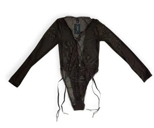 Frederick's of Hollywood Frederick’s of Hollywood Womens Brown Lola Lee Mesh Teddy