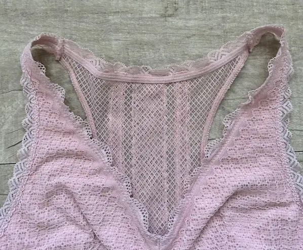 Aerie Pink Delicate Lace Longline Boho Festival Lined Racerback Blush Bralette S