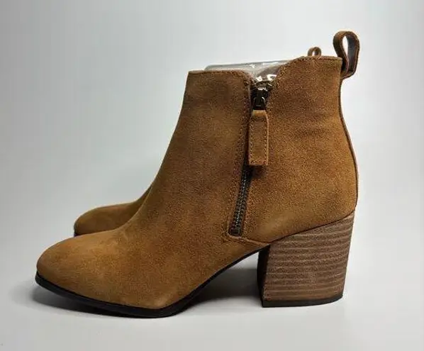 Blondo Siena Waterproof Suede Heeled Booties in Camel