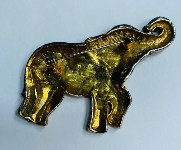 Elephant Jewelry Pin Brooch Textured Multiple Pattern Gold Silver Color Metal