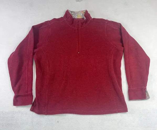 Orvis Sweater Women XL Red 1/4 Zip Pullover Camp Hike Fishing Gorp Cabin Cotton