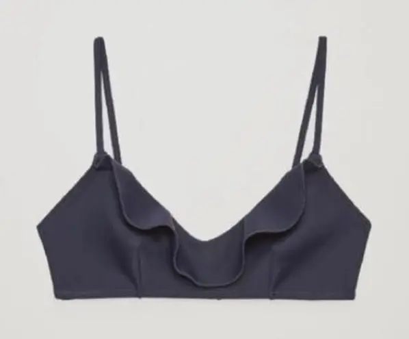COS Top Womens Size 36 Dark Great Bikini Top Ruffled Trim Spaghetti Straps Black