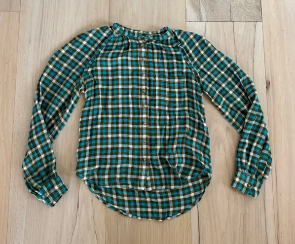 Pilcro Green Plaid Flannel Button Down Shirt Size XS