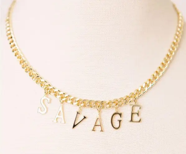 Emerald XO Ivy Savage Queen Affirmation Necklace 18K Triple Plated (Brand New) Gold