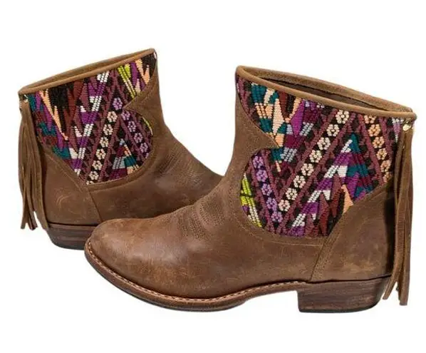 Handmade Artisan Distressed Leather Booties EUC Size 8 S3188 Brown