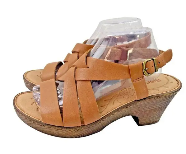 *Born Wedge Sandals Women’s Size 10 Brown Leather Strappy Comfort Summer Travel