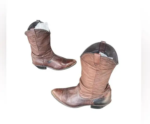 Dingo Women's Size 7.5 Brown Leather Cowboy Boots Slouchy Western