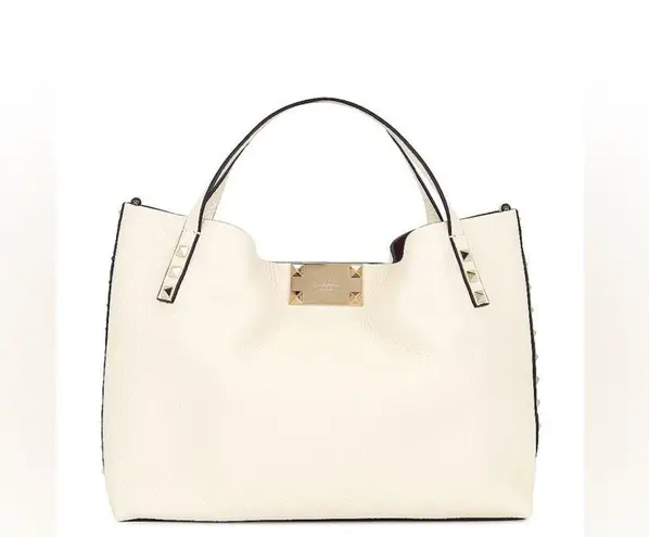 Valentino Garavani Off White leather Rockstud convertible small tote bag