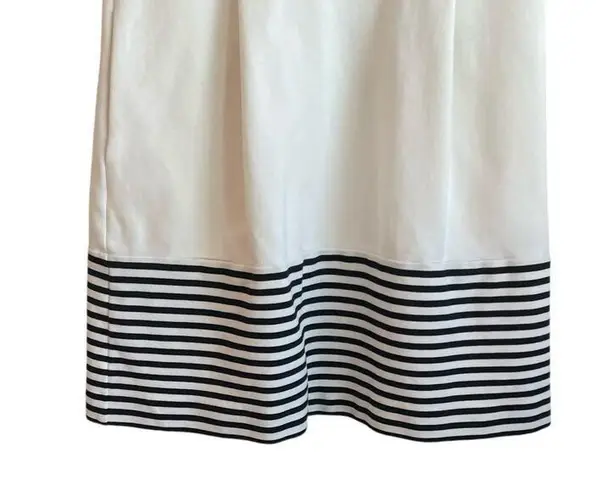 Madewell  Women Mini Dress M Ivory Black Stripes Preppy Coastal Travel Nautical