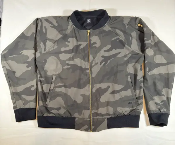 ALBION FIT Womens Large Camo Bomber Zip Up Jacket Lightweight Loose Active Soft