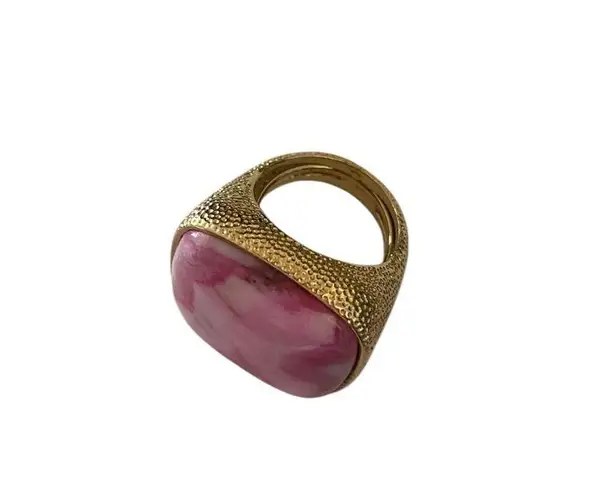 Pink Rhodochrosite Stone / Gem Gold plated Statement Ring boho chic Jewelry