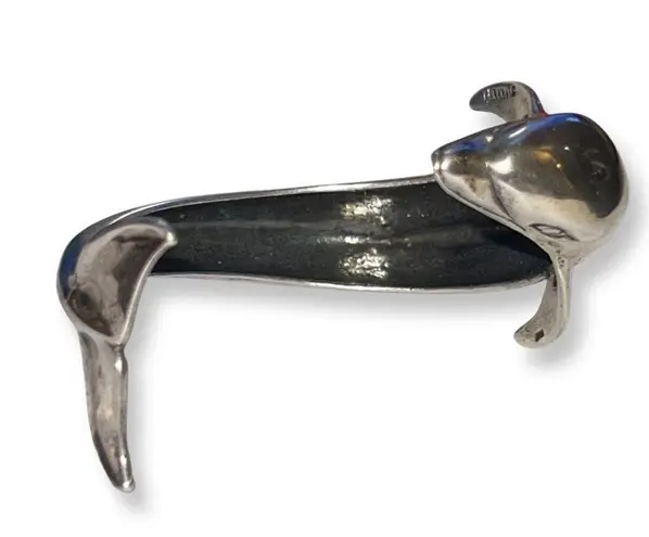 Vintage Sterling Silver Kabana Huge Leaping Dolphin Cuff Bracelet size 7