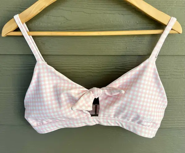 Like New Albion Fit "Off the Hook" Bikini Top Large L Pink Gingham $88 Adjustabl White