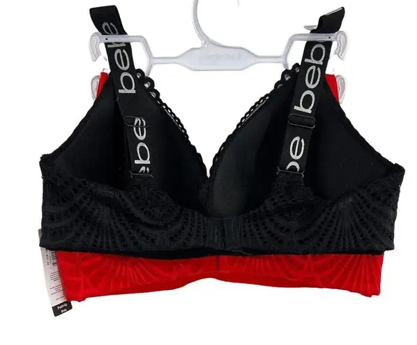 Bebe  2 Pack Red Black Push Up Bra Wirefree New 36C