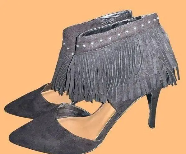 Nine West 9West gently loved black suede fringe ankle shoes!