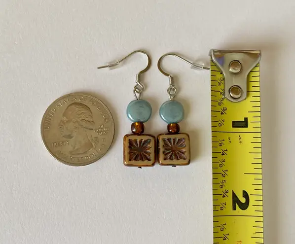 Handmade quality Czech glass beads chic fairy boho vintage retro style dangle earrings🌿✨