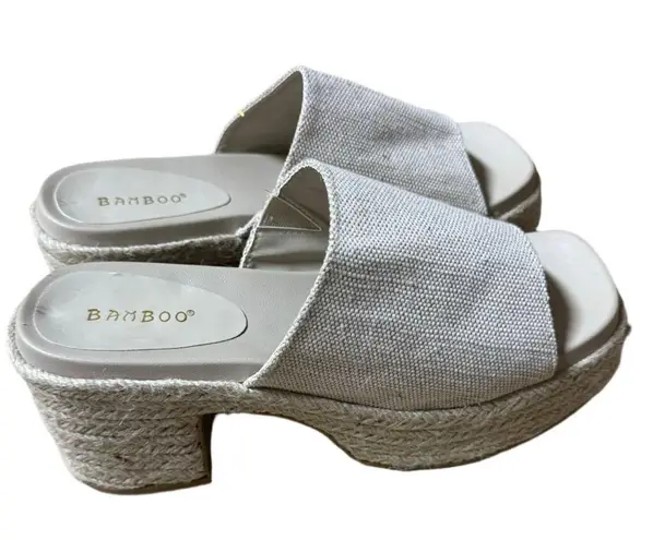 Bamboo  Espadrille Platform Sandals | Size 8 | Neutral Woven Slide - Image 4