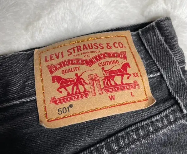 Levi's  Black 501 Button Fly Cutoff High Waist Jean Shorts 30