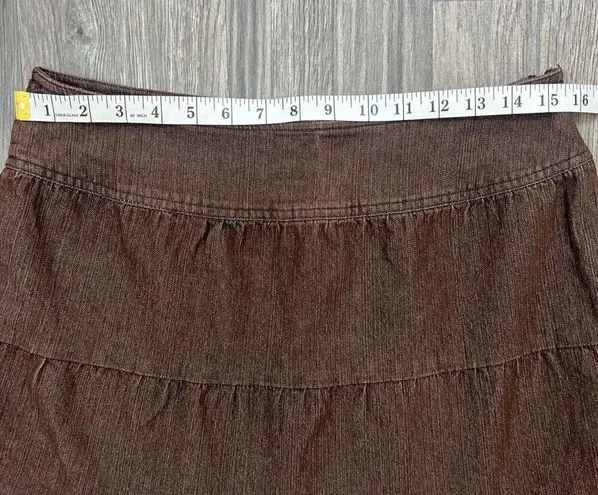 Live a Little Vintage 90s Tiered Brown Denim Full Long Maxi Skirt Size 10 Y2K