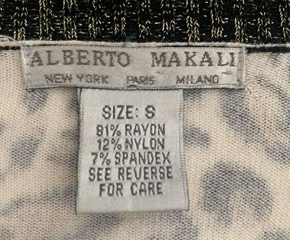 Alberto Makali EUC Animal Print Beaded Button Cardigan Size S