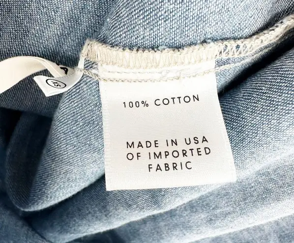 GRLFRND Mariana Button Down Western Snap Front Denim Shirt Dress Blue Women's XS