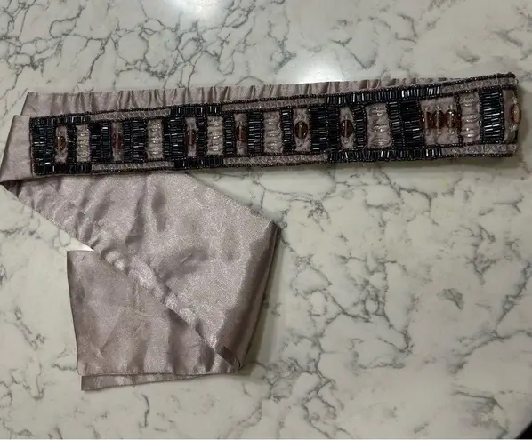 Ibisco Boho Beaded Satin Belt Size Small Purple