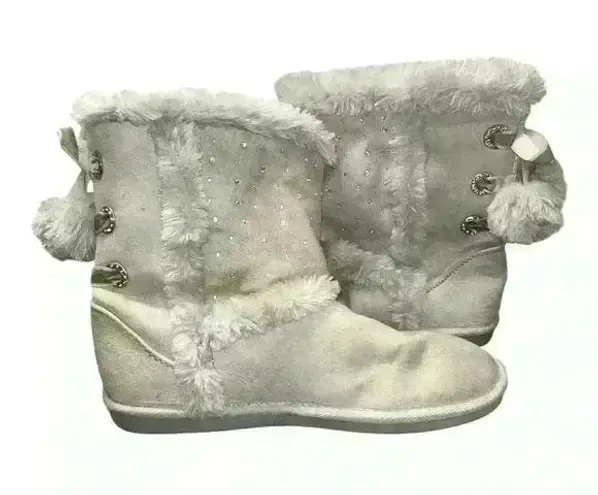 Justice Faux Fur Bling Boots Sz 8