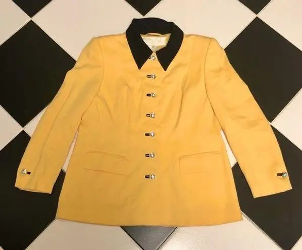 Vintage 80s ESCADA Margaretha Ley Golden Yellow Blazer Iridescent Buttons sz M Size M