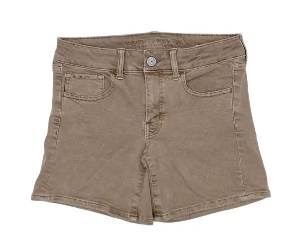 American Eagle  Outfitters Super Stretch Twill X Midi Shorts Khaki Tan Size 6