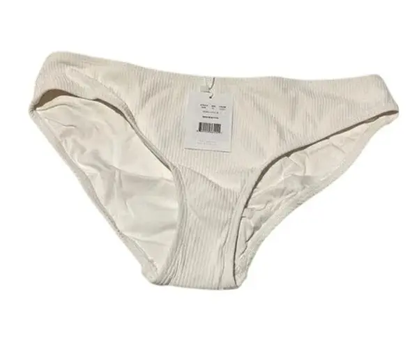 ANDIE NWT Swim The Bikini Ribbed Bottom Medium Coverage Low Rise M Coco White