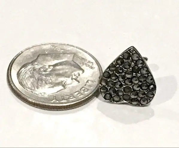 Onyx Vintage Marcasite & Heart Shaped Sterling Studs