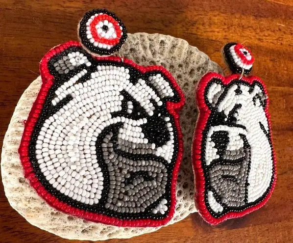 Bulldog Earrings UGA Dawgs University of Georgia Beaded Dangle Post New …
