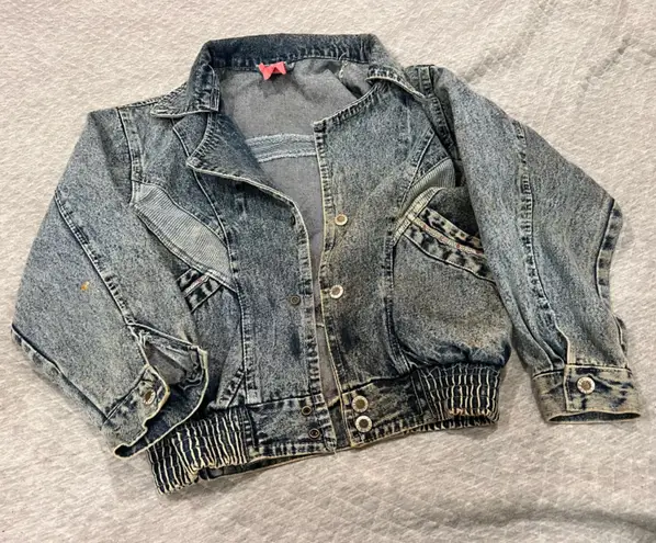 90s Stylish Denim Jacket Blue Size XL