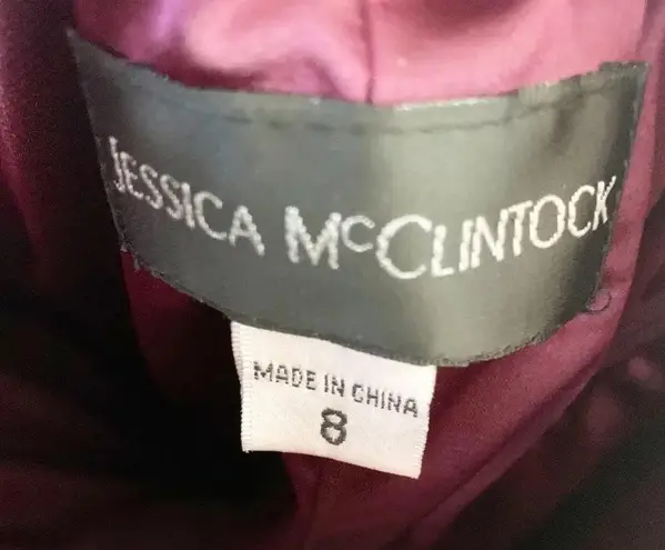 Jessica McClintock Fuchsia Iridescent Ruched Mini Dress Size 8 90s Y2K Prom Pink