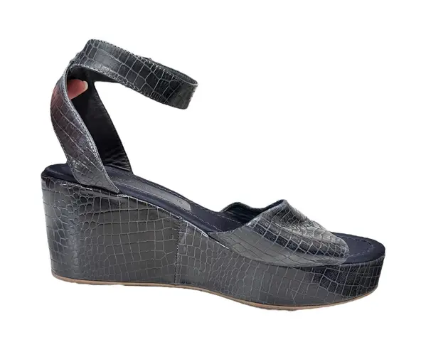 Rachel Comey women's juno wedge Platform Sandals Reptile Texture navy size 10 Black