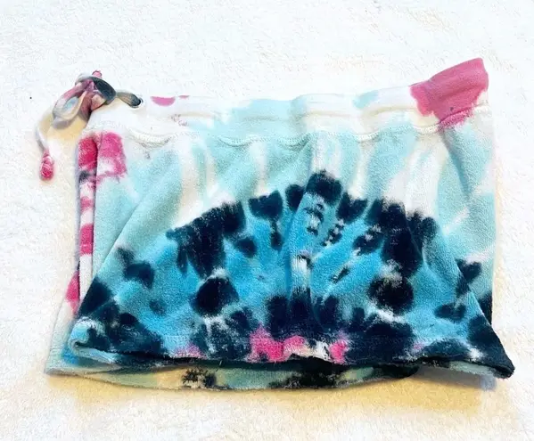 Lucy Tie Dye Terry Cloth Cotton Pull On Casual Shorts Colorful Medium Blue
