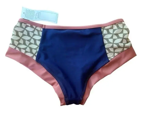 Free People Seea x  Maya Mesh Geometric Colorblock Surf Bikini Bottoms Size Small