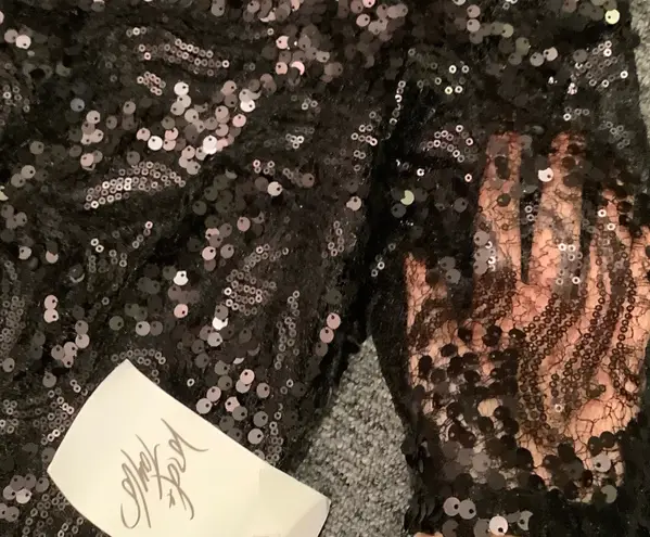 Jax NWT Black Sequin Short Sleeve Mini Dress
