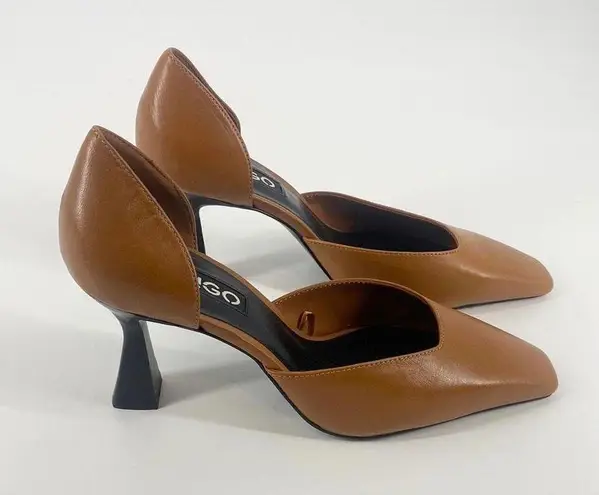 Mango Brown Square Toe Heels