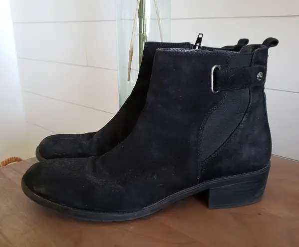 Anne Klein Black Leather and suede Levana moto bootie size 10