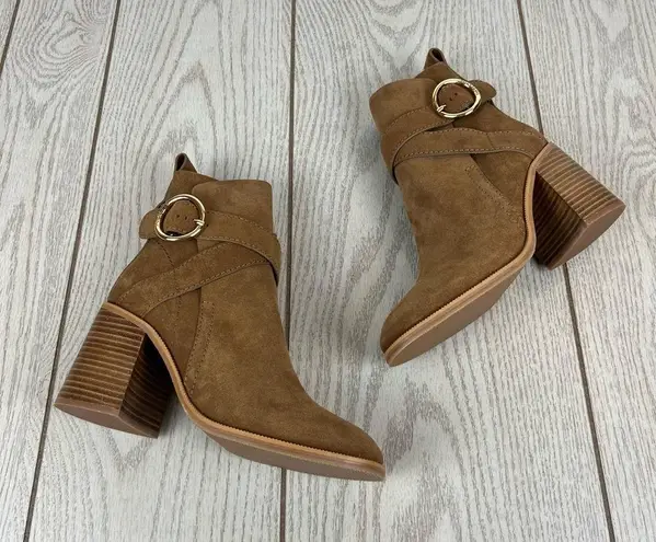See By Chloe See by Chloé Suede Buckle Ankle Booties 36 Tobacco (Tan) & Goldtone Metal $525
