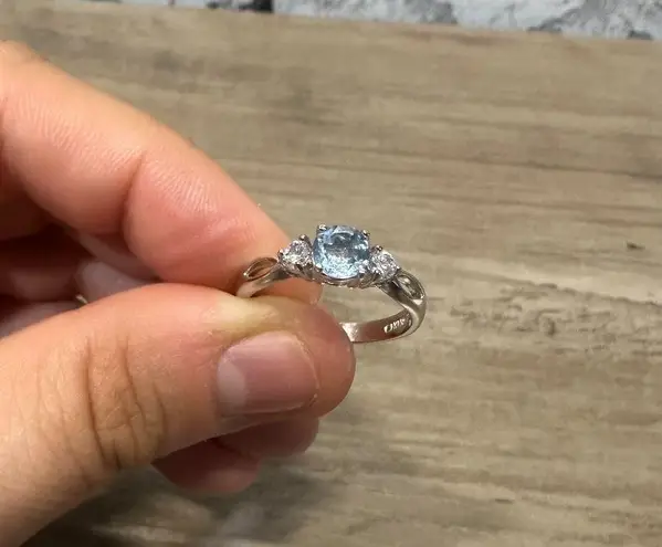 EUC Ring Set Yellow & Blue Stone 925 Sterling Silver Size 7 & 8