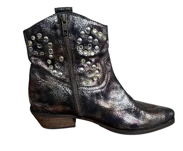 J. Renee Larch Leather Ankle Boots Copper Brown Studded Zip Heel Bootie Size 8.5