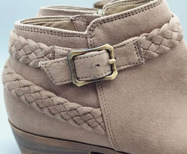 Life Stride Size 8.5M Side Zip Ankle Boots Block Heel Booties Brown Memory Foam