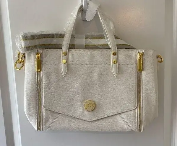 Joy Mangano “Joy Chic”White Leather Satchel, Handbag With RFID NWOT White