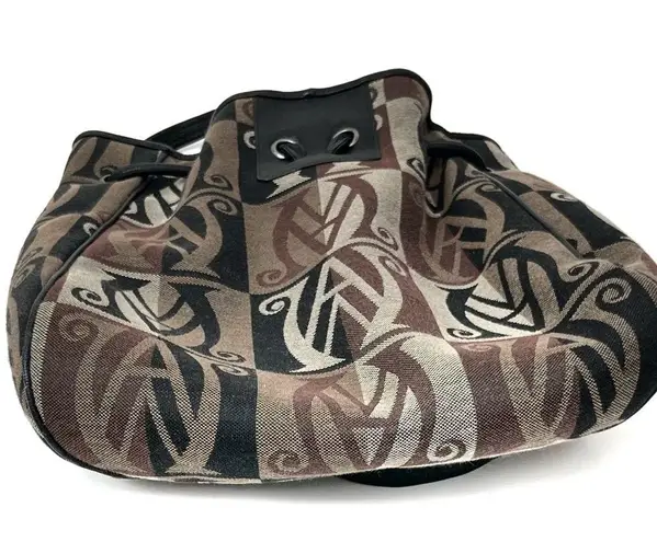 Wanlima Brown Camo Backpack with Black Leather Straps